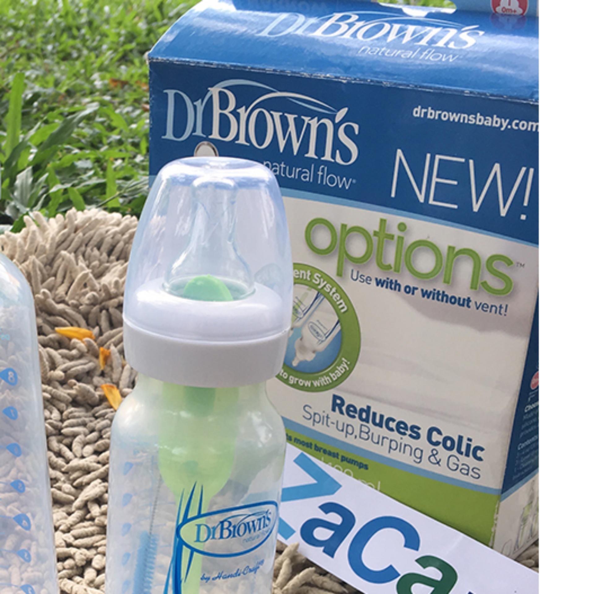 Bộ 3 Bình Sữa Dr. Brown Option Cổ Hẹp 120Ml (Xanh Lá Nhạt)