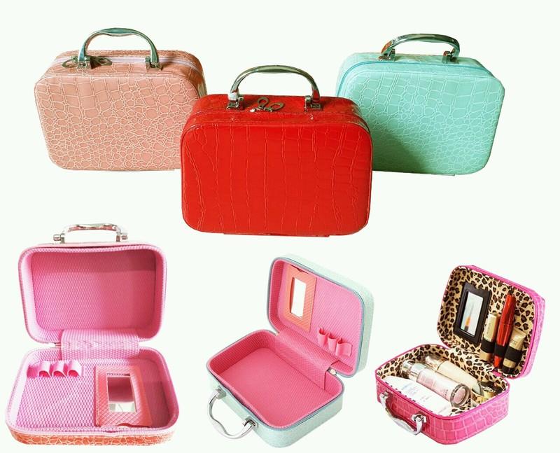 Cốp đựng đồ trang điểm dễ thương giả vân cá sấu