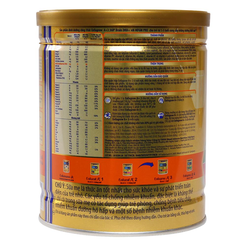 Sữa bột Enfagrow A+ 3 DHA+ và MFGM 1.8kg (dành cho trẻ từ 1 - 3 tuổi) (hộp thiếc)