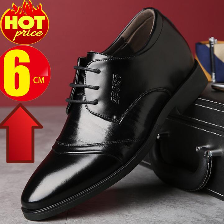 Giày tây tăng chiều cao 6cm , giày da bò, giày công sở nam - da bò nhập khẩu- g08 - có ảnh thật