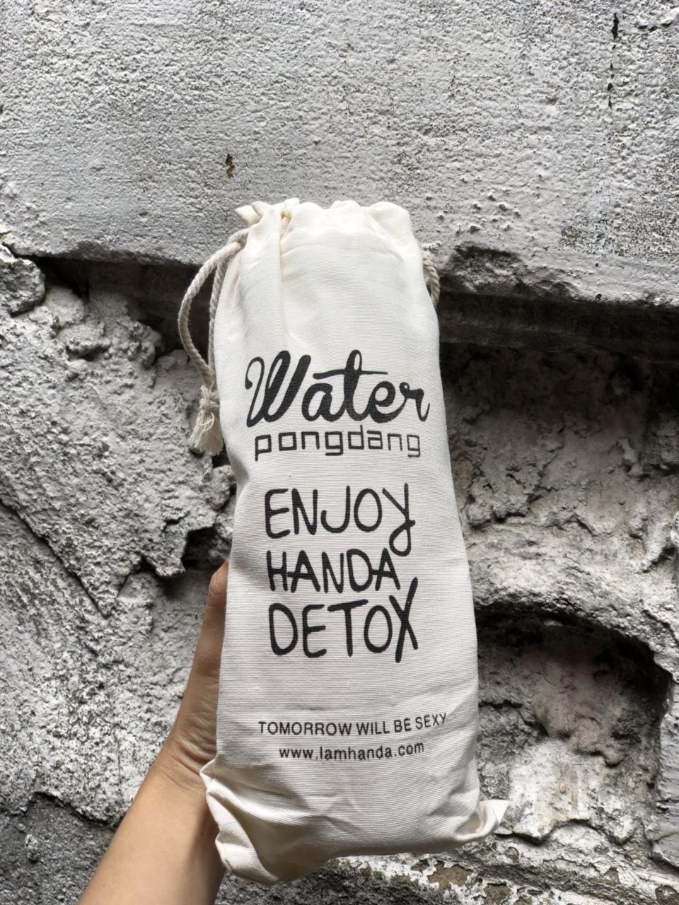 Bình thủy tinh Water PongDang Detox 800ml - tặng kèm túi vải bố, lưới lọc trà và cọ rửa bình.