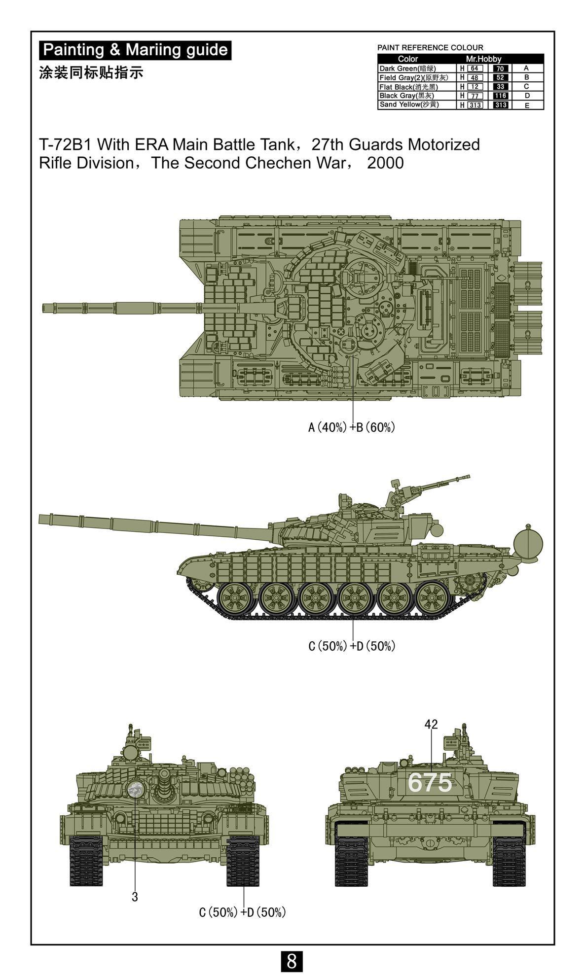 Mô hình lắp ghép xe tăng T-72B1