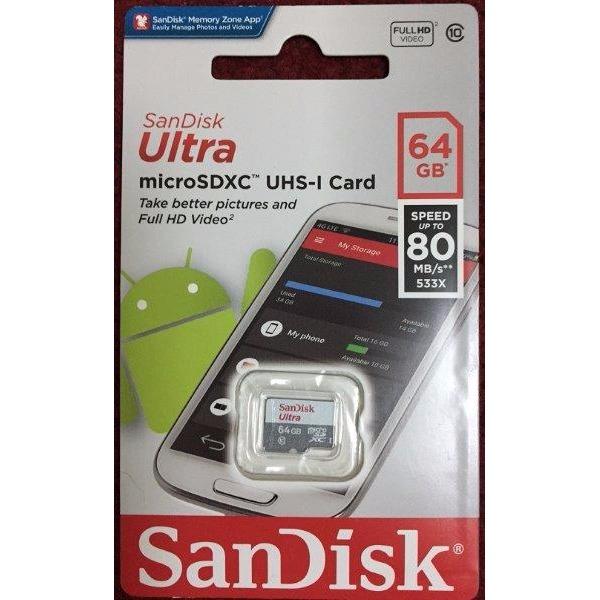 Thẻ nhớ 64GB Sandisk Ultra Micro SDHC (Class 10) 80Mb/s