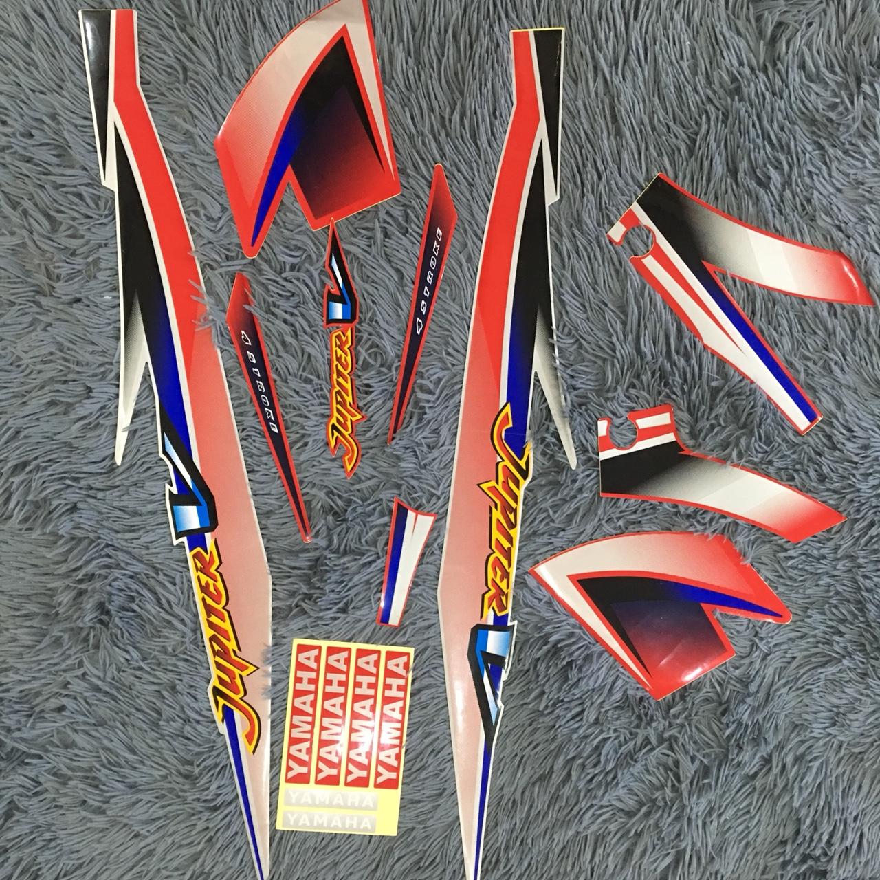 Bộ Tem  xe  Jupiter V màu ĐỎ -Decal dán sườn xe JUPITER