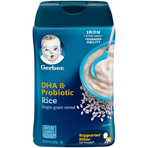 Bột ăn dặm Gerber vị gạo bổ sung DHA & Probiotic - 227g