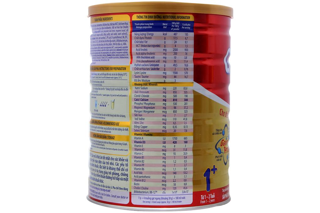 Sữa bột Vinamilk Dielac Grow Plus 1+ Lon Đỏ 900g (dành cho bé từ 1 - 2 tuổi)