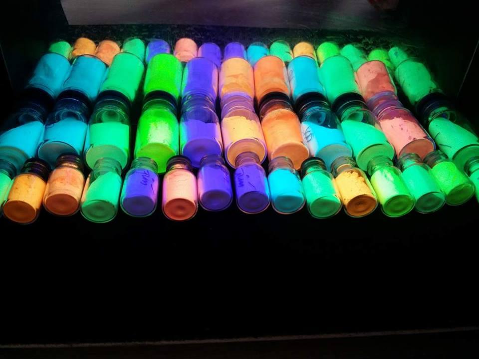 Combo 5 lọ sơn dạ quang và 5 lọ bột dạ quang ( Tặng cọ vẽ) 