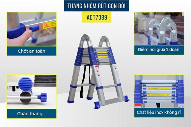 Thang nhôm chữ A rút gọn Advindeq ADT709B