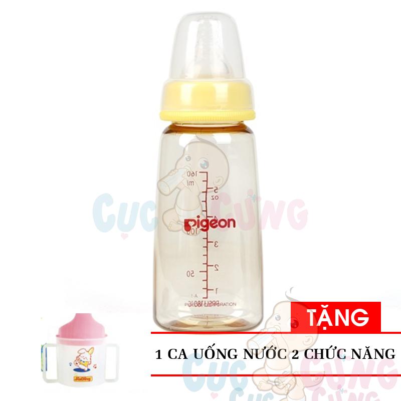 Bình sữa Pigeon PPSU 160ml CỔ NHỎ TẶNG 1 ca uống nước 2 chức năng màu ngẫu nhiên - binh sua
