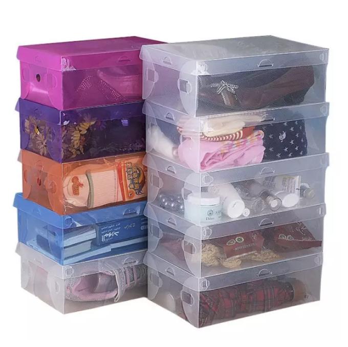 Bộ 2 Hộp Đựng Giày Trong Suốt Siêu Bền (Màu giao ngẫu nhiên hộp giày size 43 đựng vừa)