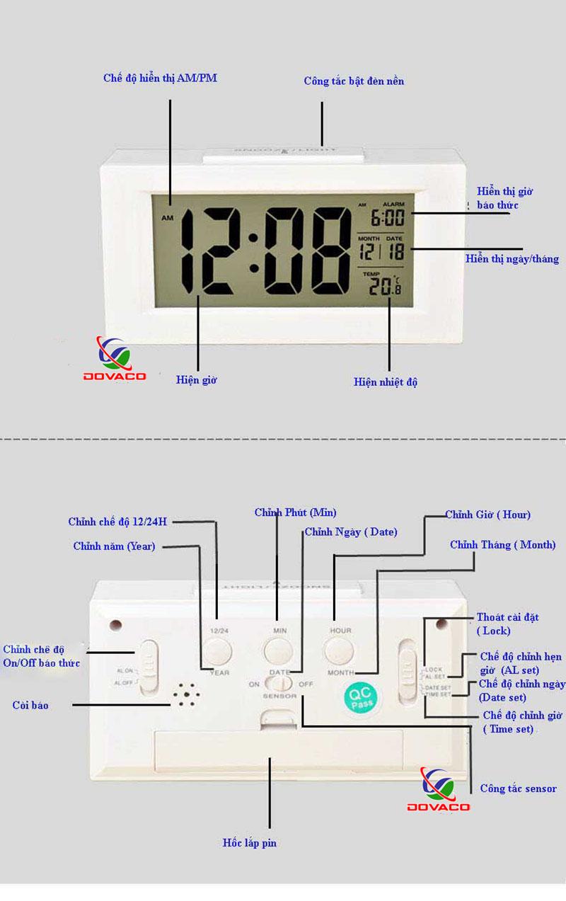 Đồng hồ báo thức cảm biến phát sáng trong đêm V4