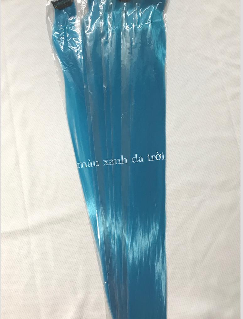 Line tóc màu xanh da trời (Dài 60cm, 80-100 sợi, có kẹp. Mua 5 tep tặng 1 tep)