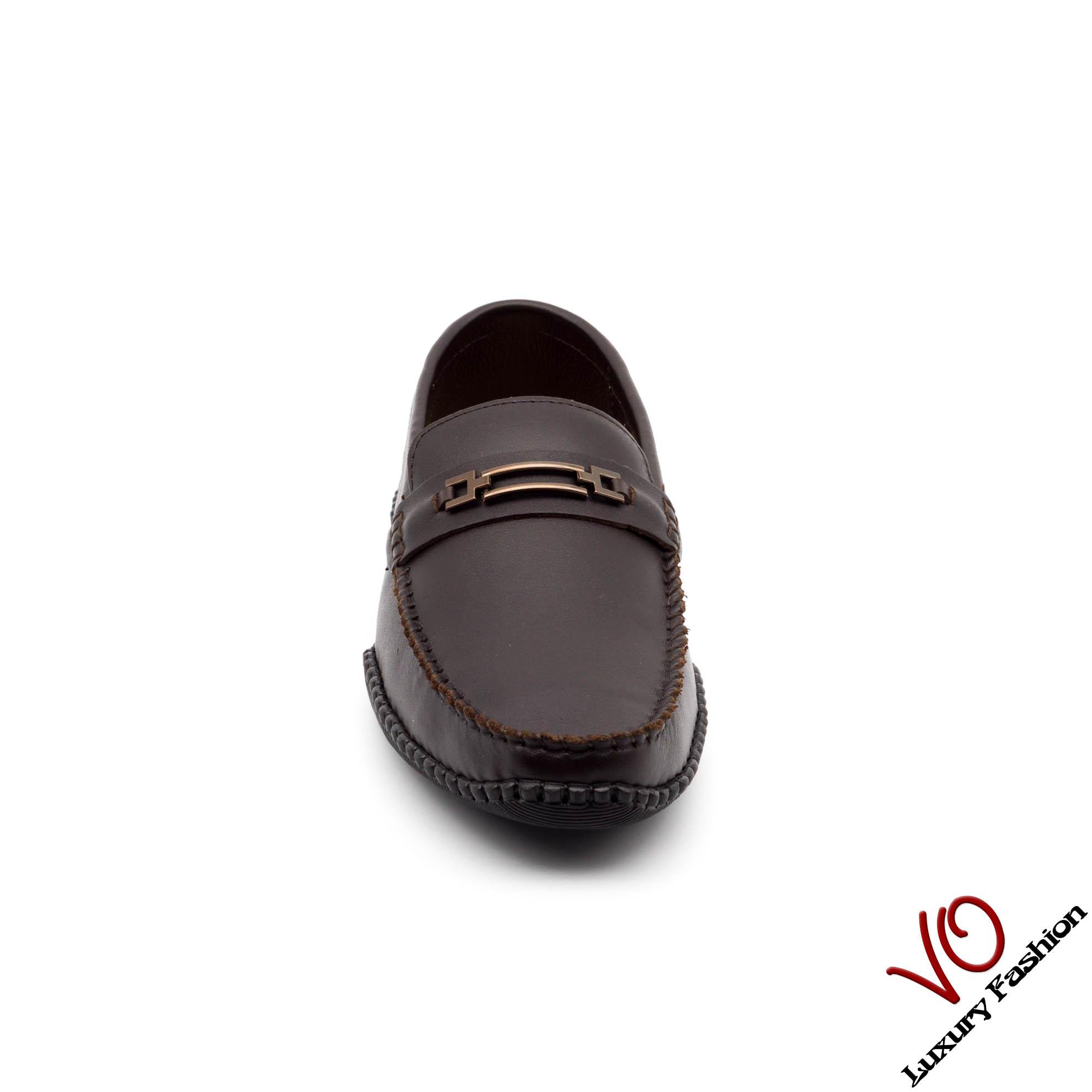 Giày mọi da bò thoáng màu nâu đỏ VO 9732