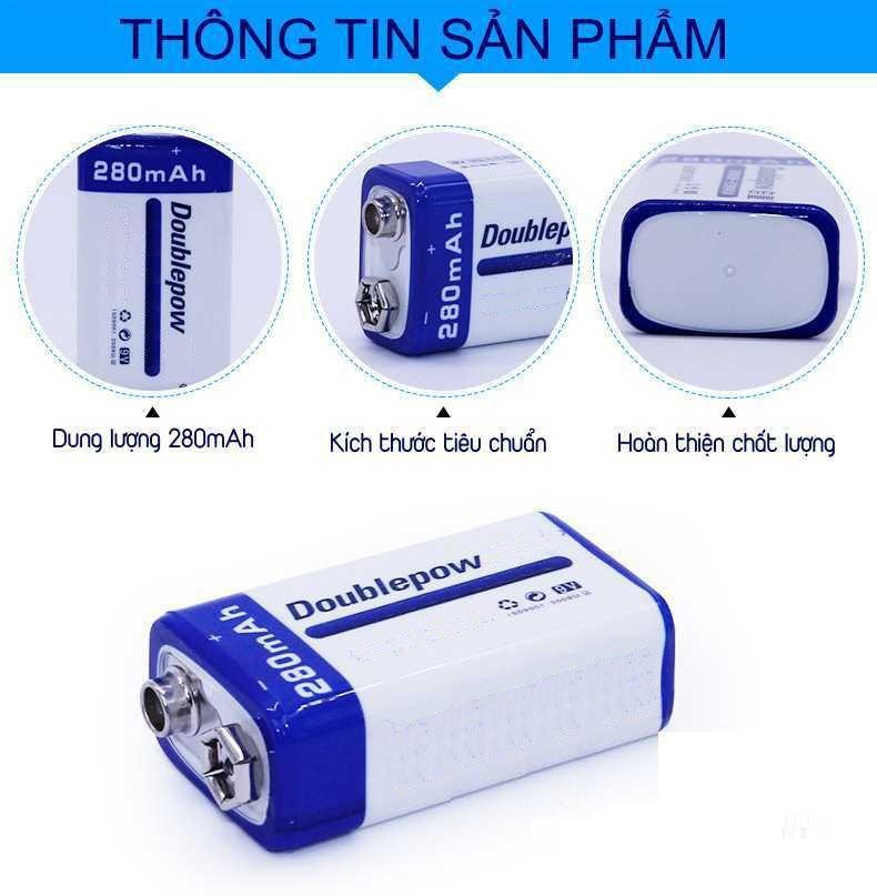 Pin sạc Doublepow 9V-280mAh dung lượng thật