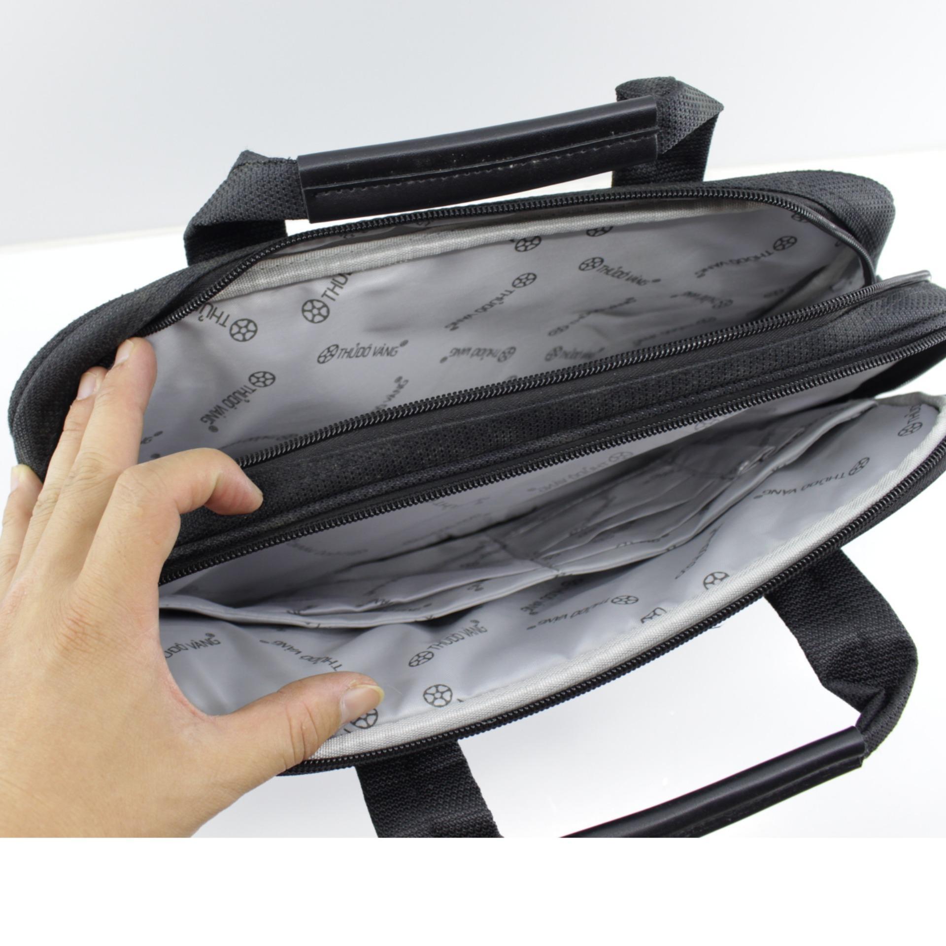 CẶP CÔNG SỞ VẢI DÙ THỦ ĐÔ VÀNG C-197 SIZE NHỎ ( Đen )