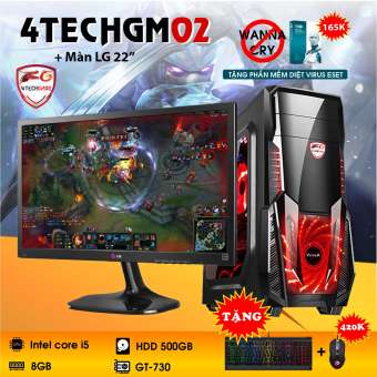 Máy Tính Chơi Game 4TechGM02 core i5, ram 8GB, hdd 500gb, vga GT730, màn hình LG 22 inch( Chuyên LOL, Fifa, Stream) - Tặng phím chuột Gaming DareU.