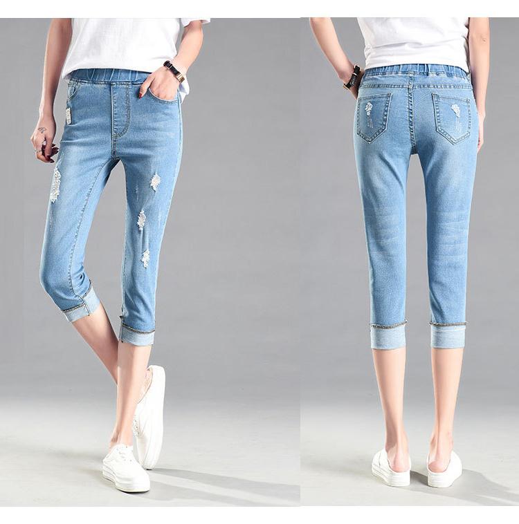 Quần jean lửng nữ lưng thun Quảng Châu Q041