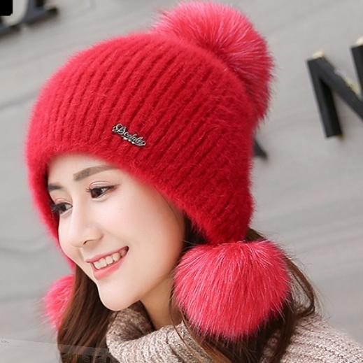 [HCM]- nón mũ len nữ 2 lớp thời trang Hàn Quốc màu đỏ