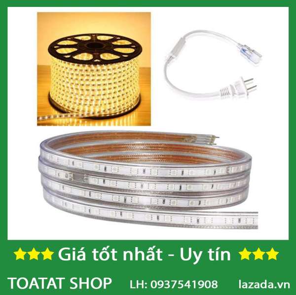 Bộ 100 mét đèn Led dây 5050/220V + Tặng 1 đầu nối dây nguồn