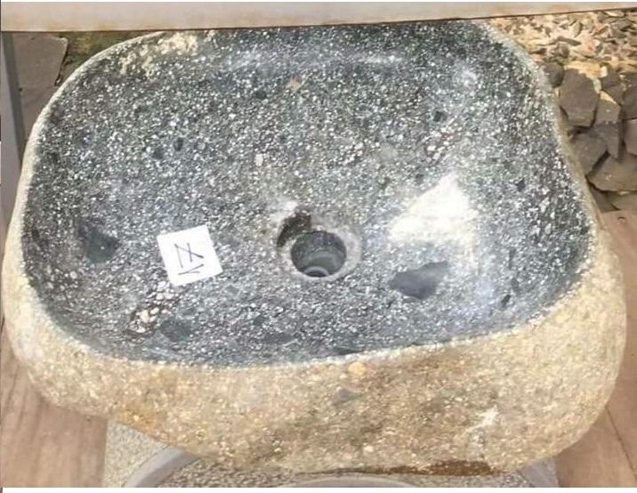 Lavabo sink đá bazan basalt đen nguyên khối