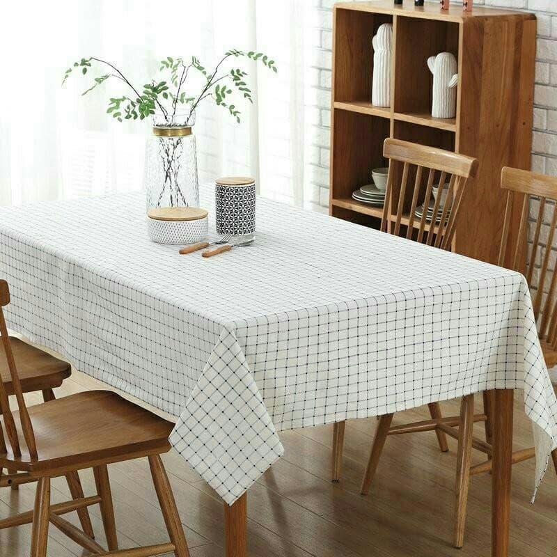 [HCM]Khăn trải bàn ô vuông trắng