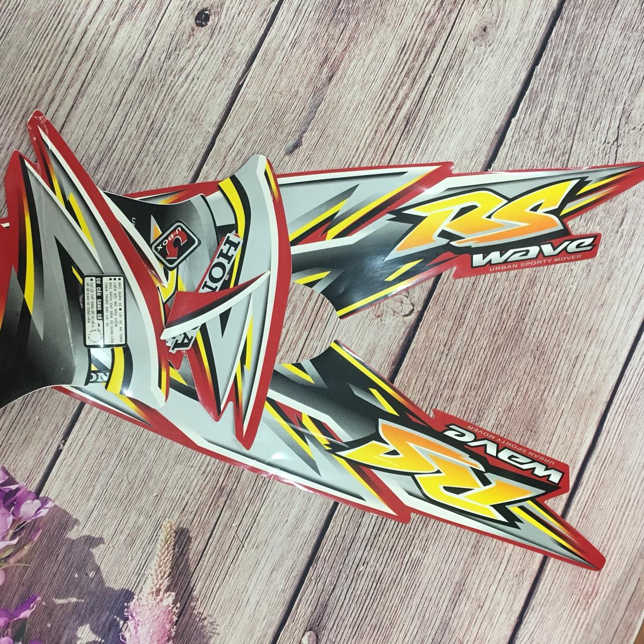 Bộ Tem  xe Wave RS- Decal xe Wave rs 2008  màu Đỏ -tem 3 lớp