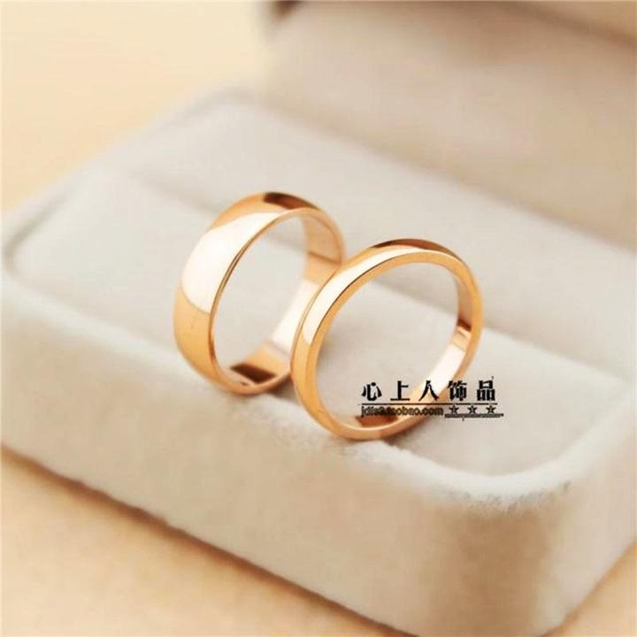 Nhẫn cặp titan đẹp rẻ cao cấp mạ vàng nano giá 1 cặp NC184