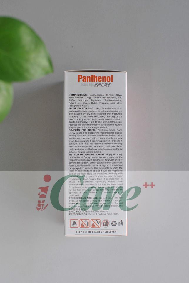 XỊT BỎNG PANTHENOL NANO BẠC SPRAY 130GR