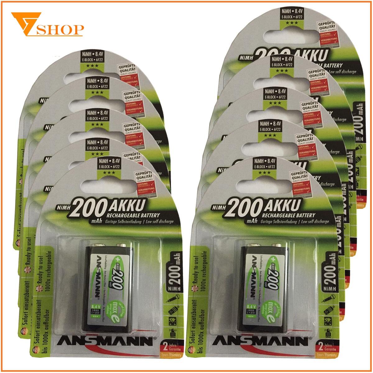 Combo 2 vỉ pin sạc 9V Ansmann 200mAh (1 vỉ 1 viên)