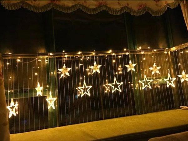 Set 12 dây đèn led trang trí hình sao dạng mành