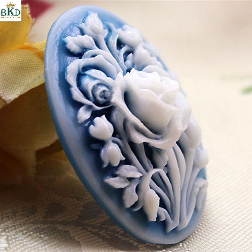 Silicone 3D Rose Flower Mold Fondant Cake Sugarcraft Candy Pastry Oval Mould