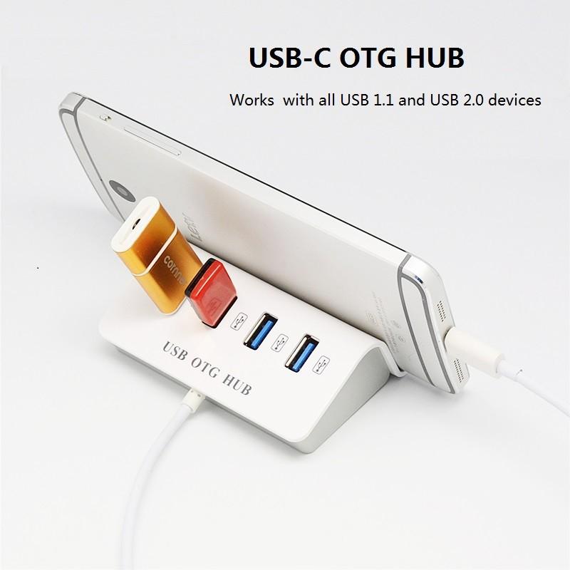 Type c abs high speed mini 4 ports usb 3.1 otg hub with phone tablet holder