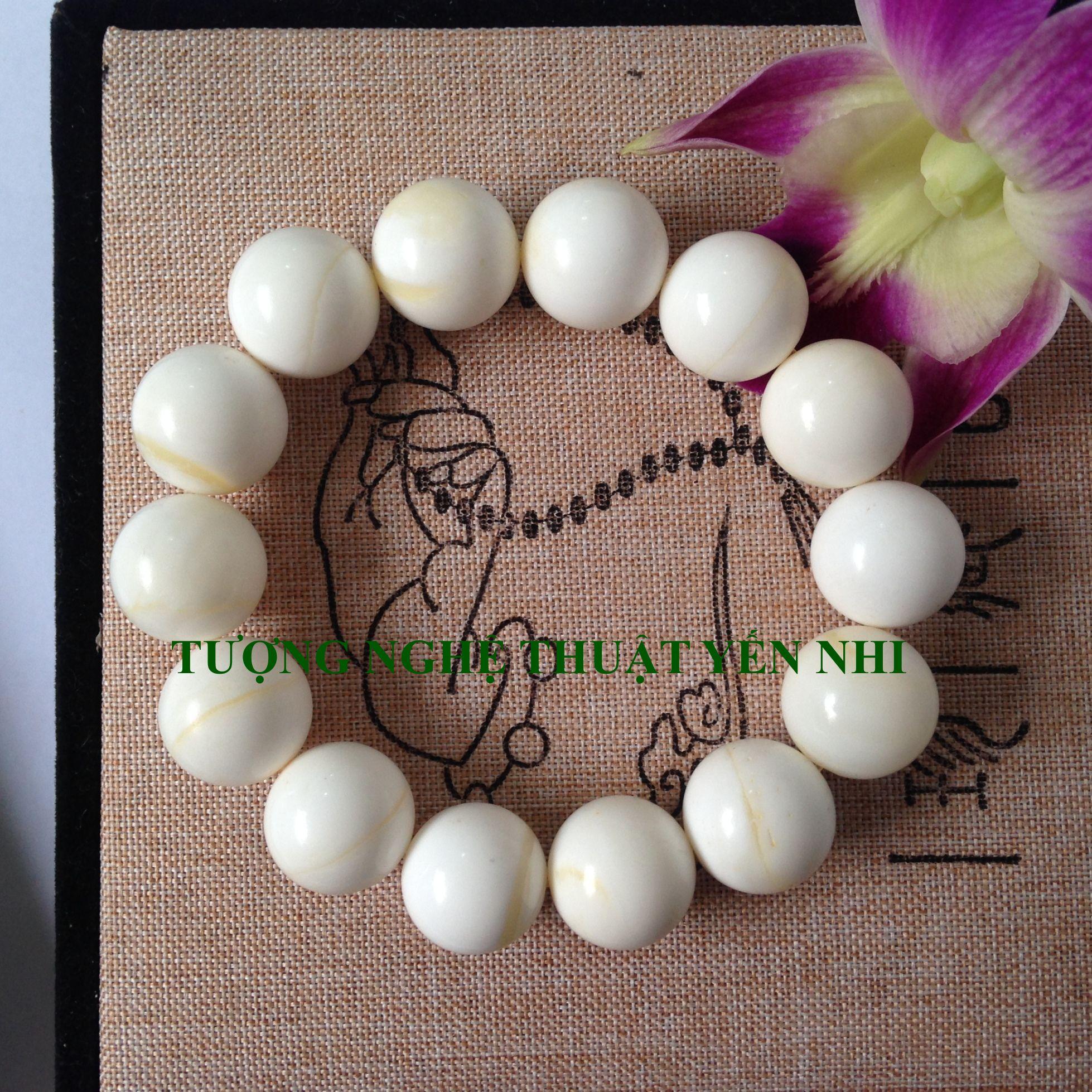 Vòng tay đá quý Sò hóa thạch ( Hóa Ngọc 100% tự nhiên) 14ly