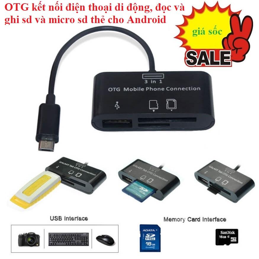 3 in 1 Card Reader Otg Cable for Cheap Micro USB Port Phones