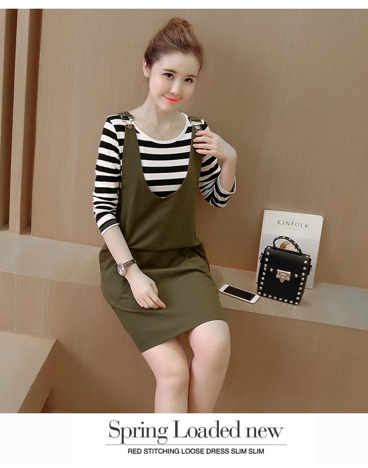 Đầm (Váy) Bầu Thu Đông - Yếm Kẻ Đen Trắng