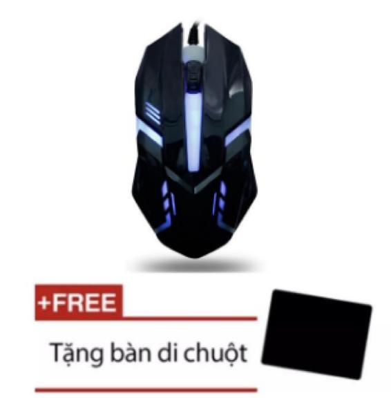 Chuột chơi game có dây đèn Led Mouse gaming CM-28 (Đen) + Tặng bàn di chuột