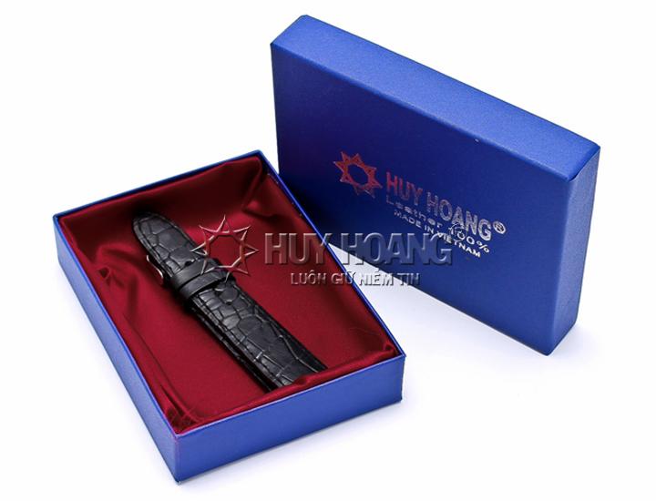 HL8201-20 - Dây đồng hồ da cá sấu size 20 màu đen