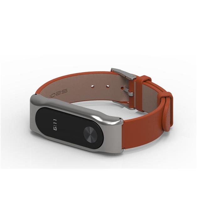 Dây đeo da Mijobs thay thế dành cho Xiaomi Miband 2 (Màu Nâu)
