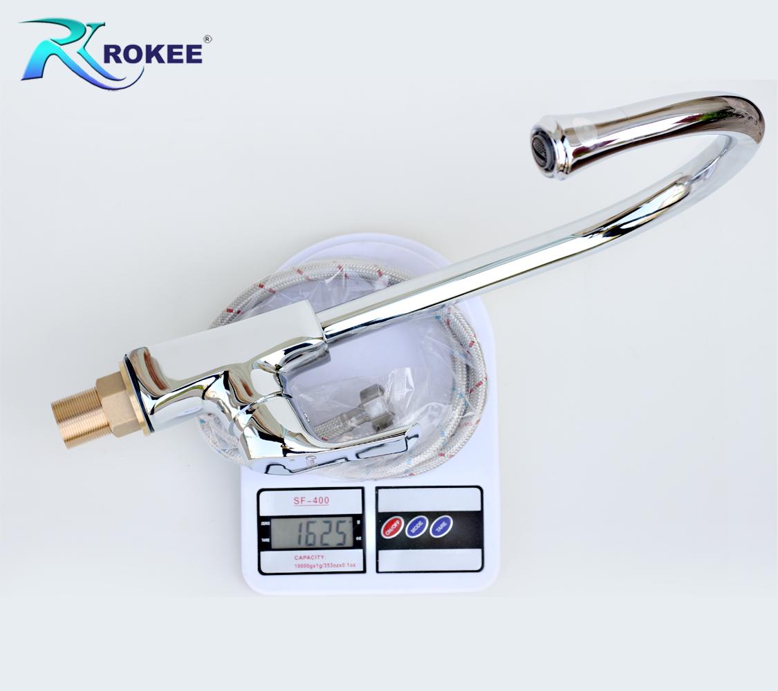 Vòi rửa chén nóng lạnh Rokee - DL104 (Trắng bạc)