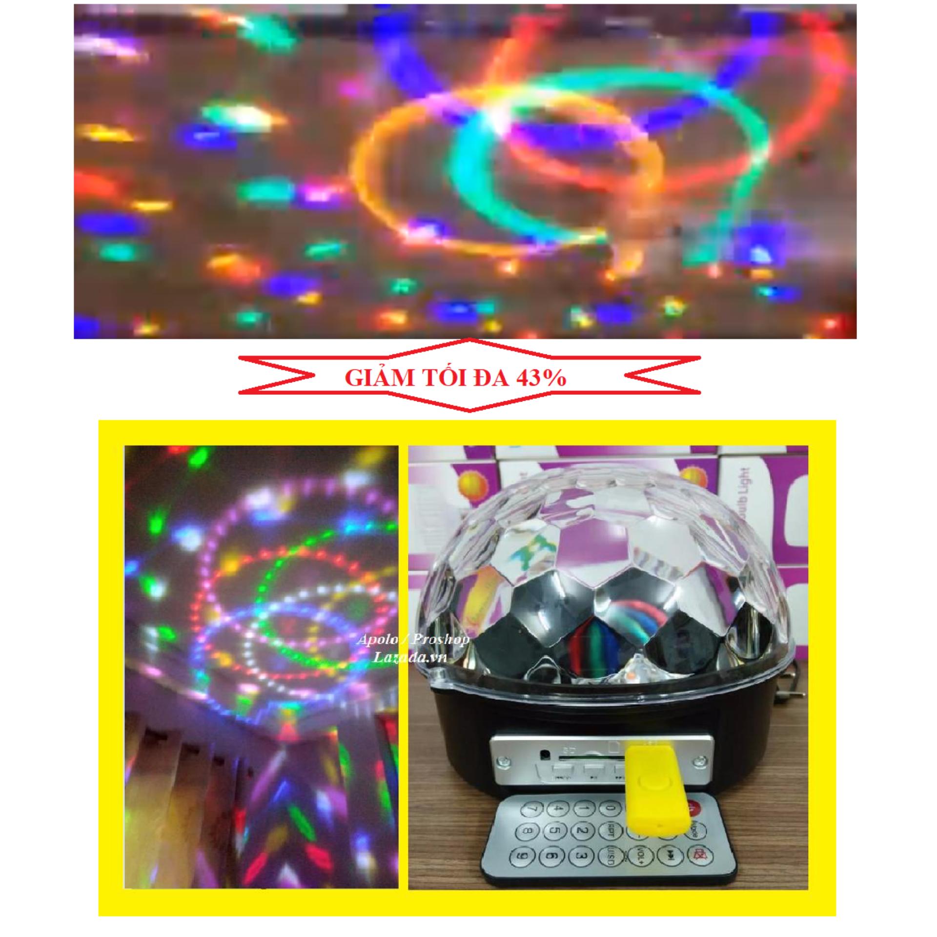 Đèn quả cầu xoay - Đèn nháy Cầu Pha Lê Xoay 7 màu - Đèn LED trang trí tết, đèn vũ trường kiêm máy phát nhạc ĐỈNH NHẤT 2018 - Đèn led xoay mini