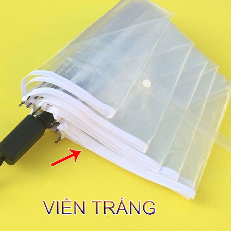 [HCM]Dù gấp trong suốt siêu gọn (Viền Màu Trắng)