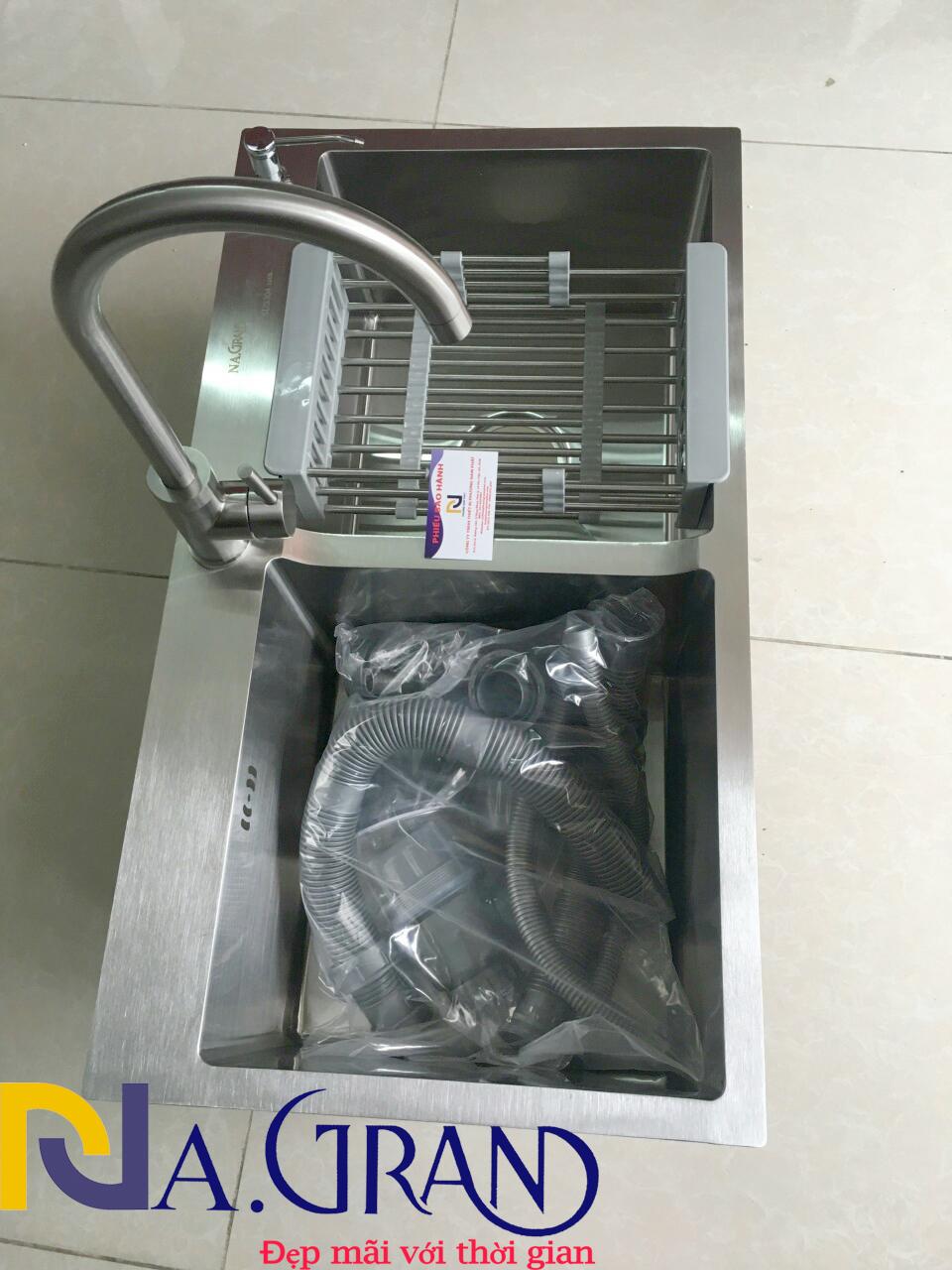 Chậu Rửa Chén Bát INOX 304 Cao Cấp N7 NA.GRAND Tặng Rổ Đa Năng và Bộ Xả Chậu