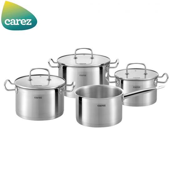 Bộ nồi cao cấp Inox 3 đáy Carez CPC755SI-04 (Dùng Được Cho Bếp Từ )