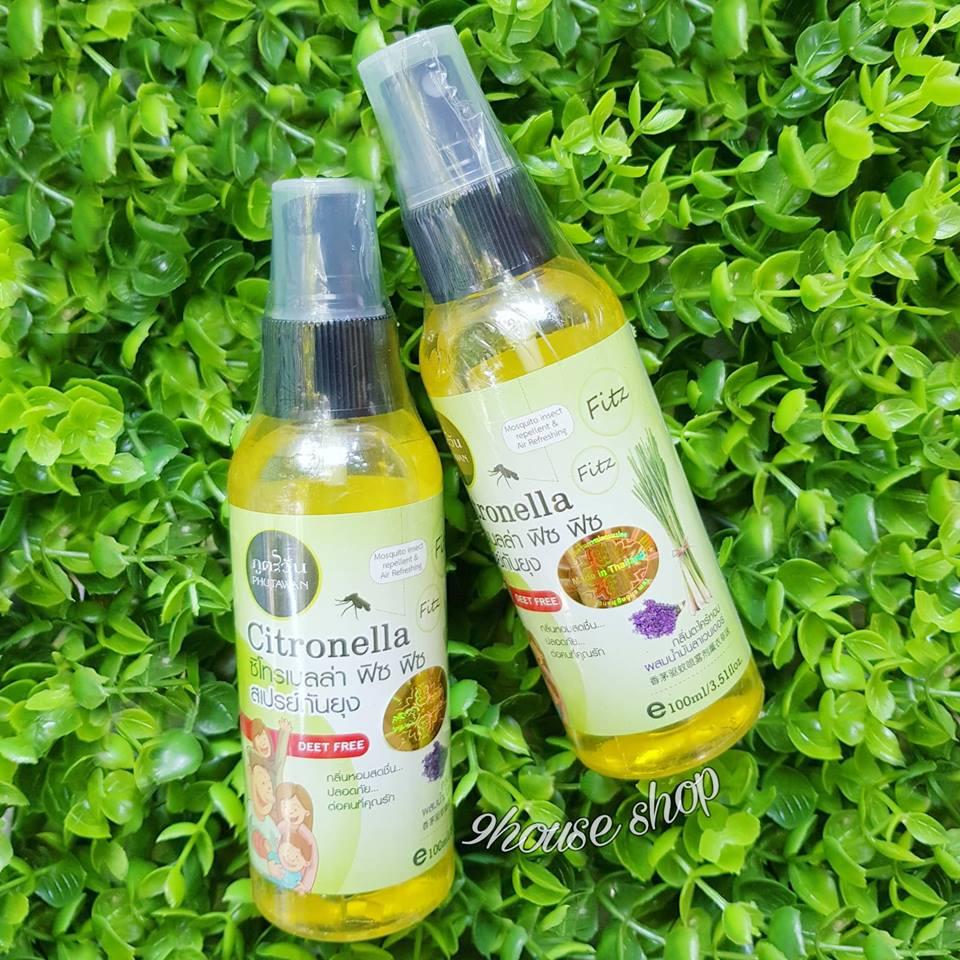 (Sả & Lavender) 01 chai Xịt chống muỗi Citronella Phutawan Thái Lan 100ml