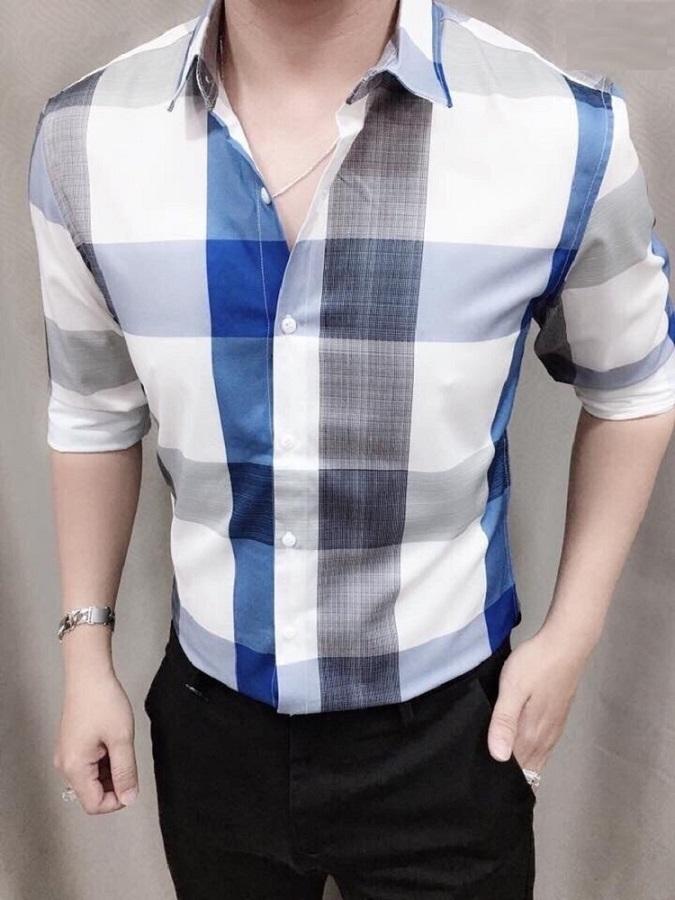 ÁO SƠ MI NAM CARO VẢI LỤA