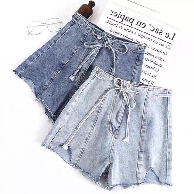 QUẦN SHORT JEAN NỮ CỘT NƠ LƯNG CAO 547