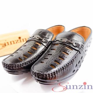 Sunzin.HCM Free từ 99k-Giày da thật đục lỗ - kiểu Giày lười giày mọi cho nam- Dép rọ nam cao cấp chống hôi chân ( ro125)-SZ10347 thumbnail