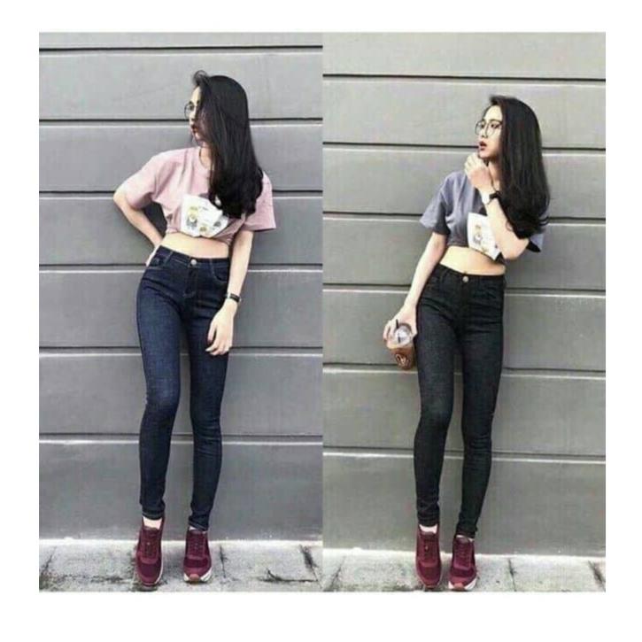 quần jean nữ lưng cao trơn nhiều màu 6596