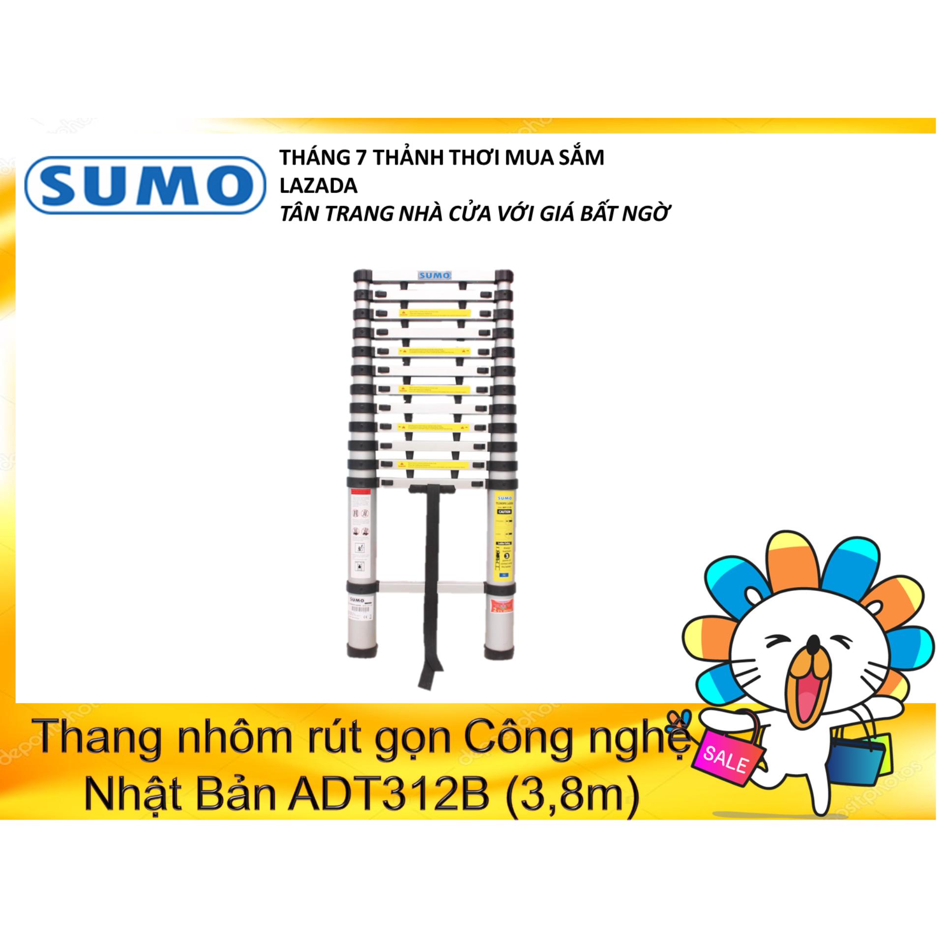 Thang nhôm rút gọn đơn SUMO Công nghệ Nhật Bản ADT312B (3,8m)