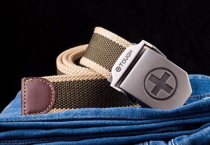 Dây nịt vải bố Touch mặt dấu cộng đơn giản Canvas Belt